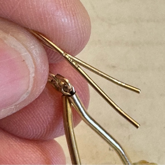 Natural Turquoise Tulip Dangle Earrings 14K Yellow Gold Filled - Picture 13 of 15